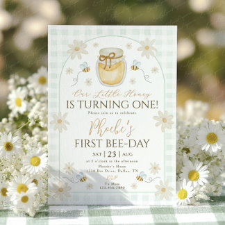 Invitation 1er anniversaire filles anniversaire miel Daisy