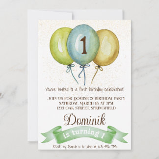Invitation 1er anniversaire garçon invitation, fête d'anniver