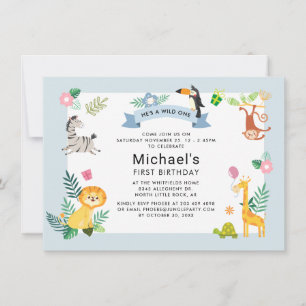 Invitation 1er Anniversaire Il est un sauvage Jungle Safari A