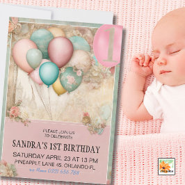Invitation 1er Anniversaire Invitation, 1er Anniversaire GIRl