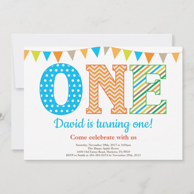 Invitation 1er Anniversaire Invitation. Le premier anniversai (Devant)