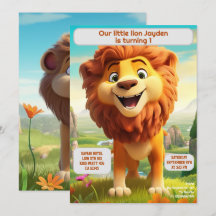 1er Anniversaire Lion Personnalisé Enfants Nom Age
