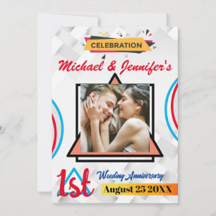 Invitation 1er anniversaire Mariage Photo personnalisée moder