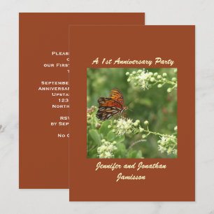 Invitation 1er Anniversaire, Noms, Papillon orange