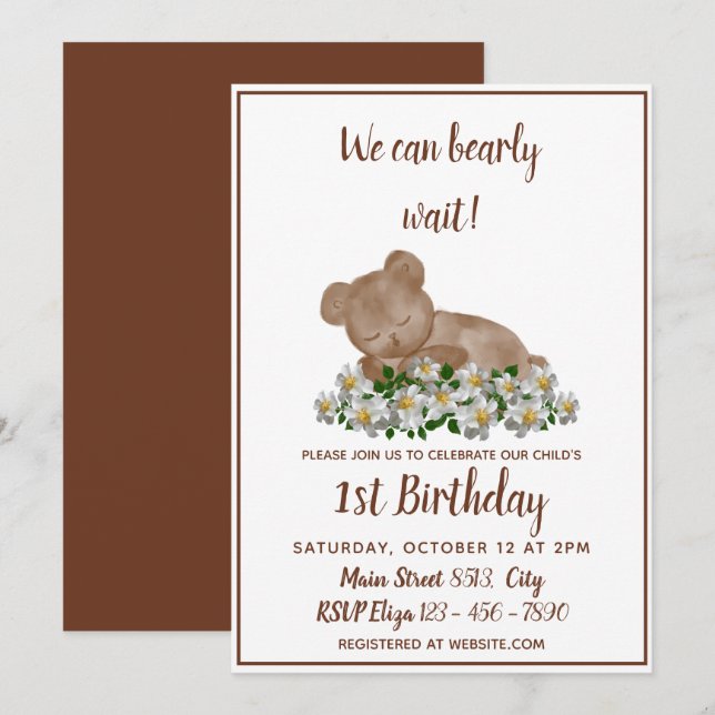Invitation 1er Anniversaire - Nous pouvons attendre tôt Invit (Devant / Derrière)