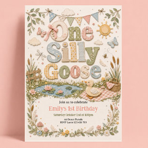 Invitation 1er anniversaire Oie Silly