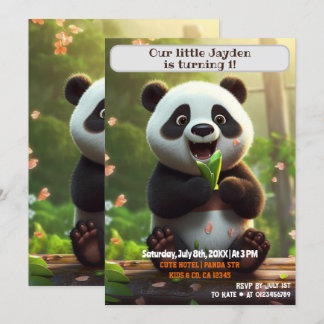 Invitation 1er Anniversaire Panda Nom personnalisé Age Kids