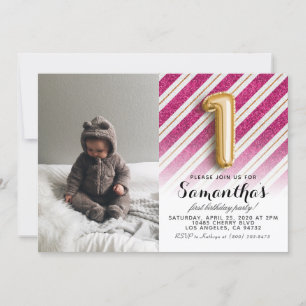 Invitation 1er anniversaire Parties scintillant Portrait