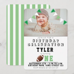 Invitation 1er anniversaire Photo de football américain migno