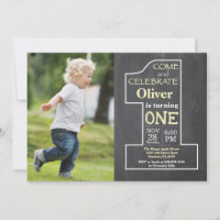 1er anniversaire Photo tableau noir jaune