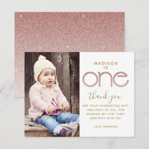 Invitation 1er anniversaire Rose Gold Parties scintillant Car