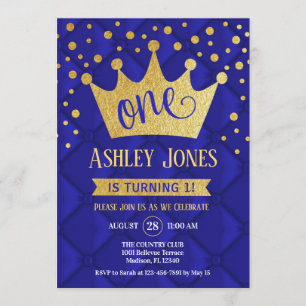 Invitation 1er anniversaire - Royal Blue Gold