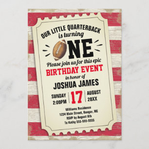 Invitation 1er Anniversaire Sports Football Billet Rustique R