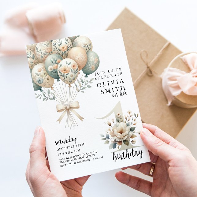 Invitation 1er anniversaire Whimsical (Créateur téléchargé)