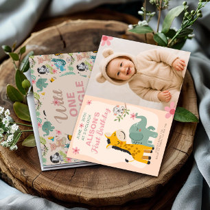 Invitation 1er anniversaire Wild One Party avec Baby Photo