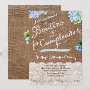 Invitation 1er cumple y Bautizo, invitaciones niño