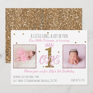 Invitation 1er ONE 1 Anniversaire Princess Party Photo Invita