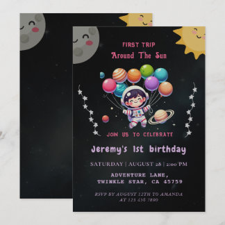 Invitation 1er voyage Aquarelle moderne Espace 1er anniversai