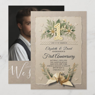 Invitation 1ère Anniversaire de Mariage en Papier Découpe de