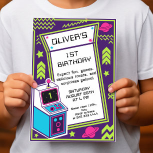 Invitation 1ère Arcade Rétro Anniversaire Célébration Invitat