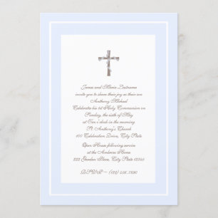 Invitation 1ère communion bleu doux et Brown