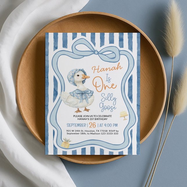 Invitation 1st Birthday Invitation, Silly Goose Birthday  (Créateur téléchargé)