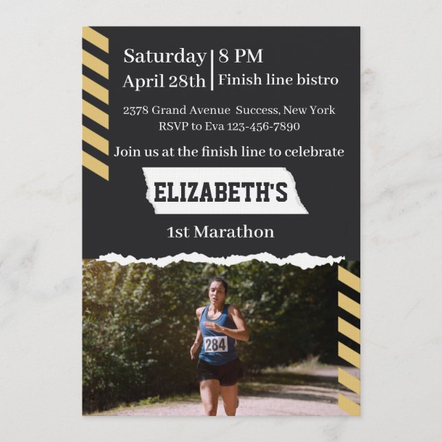Invitation 1st Marathon Runner First Running Sport 26 2 Party (Devant)