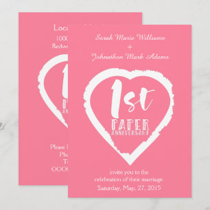 Invitation 1ST paper wedding anniversary heart