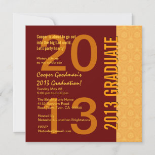 Invitation 2013 ou toute année de diplôme Sienna Gold G436