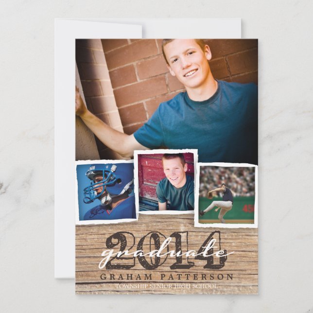 Invitation 2014 rustique en bois d'obtention du (Devant)