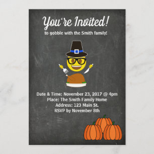 Invitation 2017 de dîner de thanksgiving d'Emoji