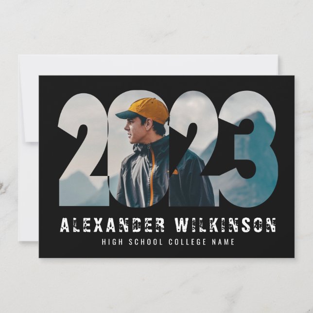 Invitation 2023 Modern Bold Script tendance 4 Photo Graduatio (Devant)