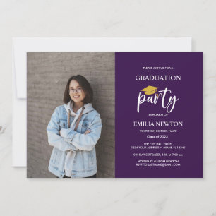 Invitation 2023 Purple and Gold Photo Graduation Party