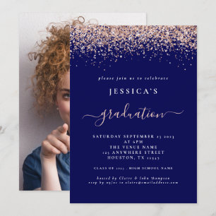 Invitation 2024 Graduation Photo Rose Parties scintillant d'o