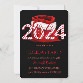 Invitation 2024 Santa Claus, flocons de neige élégant chic
