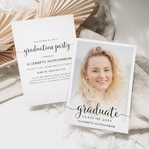 Invitation 2024 Simple Script Overlay Photo Graduation Party