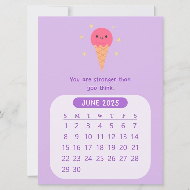 Invitation 2025 Juin Calendrier Motivationnel Mensuel Kawaii (Devant)