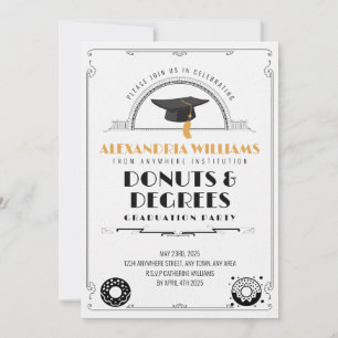 Invitation 2025 Moderne Stylish Donuts and Degrees Graduation