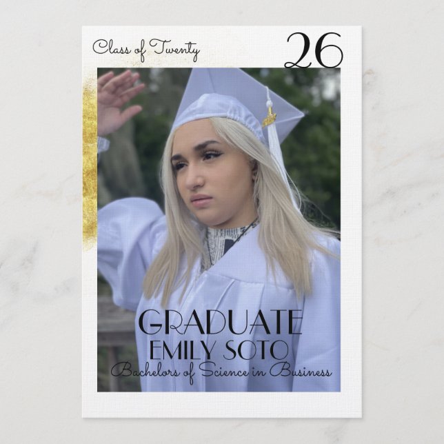 Invitation 2026 Graduation Collage Script Gold Photo (Devant)