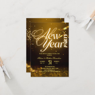 Invitation 2026 New Years Eve Party Gold Glitter Black