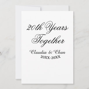 Invitation 20 ans ensemble anniversaire nom date année sim