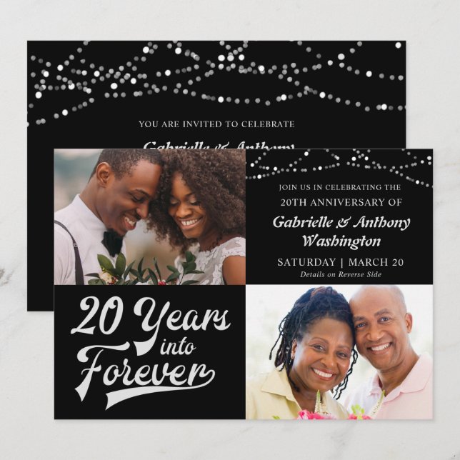 Invitation 20e anniversaire 20 ans à jamais (Devant / Derrière)