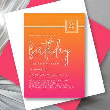 20e anniversaire Bold Hot rose orange Simple Minim