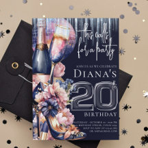20e Anniversaire Champagne de talon bleu rose