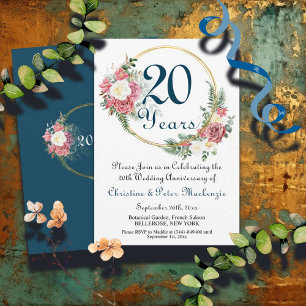 Invitation 20e anniversaire de Mariage chinois Rose Gold Fram