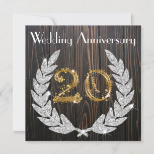 Invitation 20e anniversaire de mariage Diamond Laurel & Gold