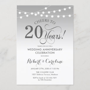 Invitation 20e anniversaire Mariage - Blanc d'argent