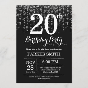 Invitation 20e anniversaire Parties scintillant d'