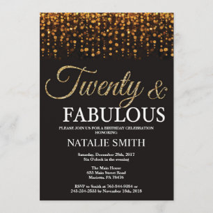 Invitation 20e anniversaire Vingt et une Parties scintillant
