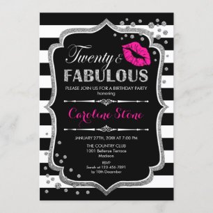 Invitation 20e anniversaire - Vingt fabuleux Black Pink Silve